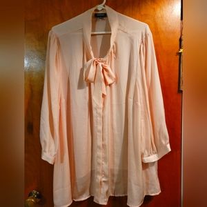 Modcloth Pale Pink Bow Blouse
